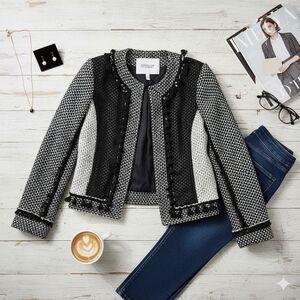 Derek Lam Crosby Tassel Tweed Linen Blend Jacket Blazer